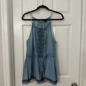 LANE BRYANT embroidered denim tank top with waist drawstring. PLUS SIZE